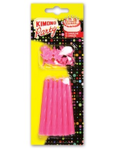 kimono candeline compleanno per torta - 12 pezzi - rosa: tuttocasashop.live: carta & monouso