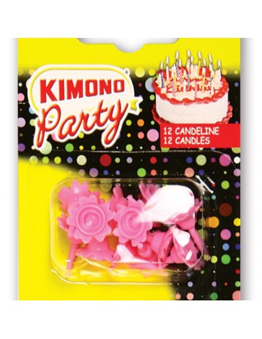 kimono candeline compleanno per torta - 12 pezzi - rosa: tuttocasashop.live: carta & monouso