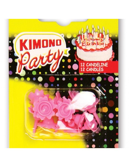 kimono candeline compleanno per torta - 12 pezzi - rosa: tuttocasashop.live: carta & monouso