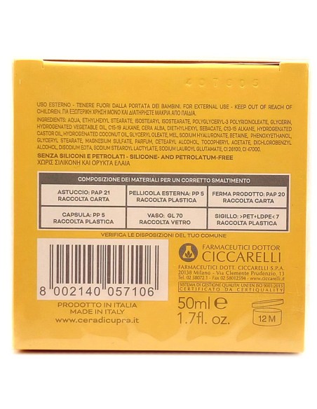 cera di cupra crema viso 50ml nutriente protettiva miele e acido ialuronico: tuttocasashop.live: igiene e cura della persona