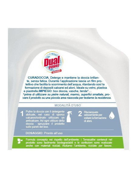 dual power cura doccia spray - 500ml - detergente anticalcare: tuttocasashop.live: pulizia e cura della casa