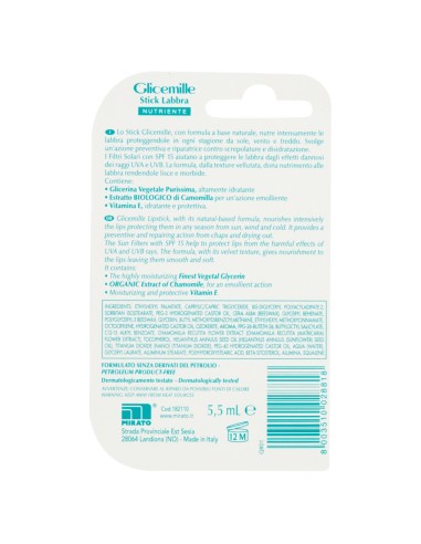 glicemille stick labbra - 5.5ml - nutriente con bio camomilla spf15 uva: tuttocasashop.live: igiene e cura della persona