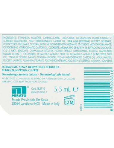 glicemille stick labbra - 5.5ml - nutriente con bio camomilla spf15 uva: tuttocasashop.live: igiene e cura della persona