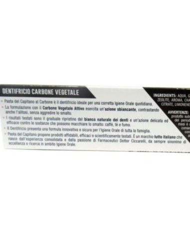 pasta del capitano dentifricio 100ml - carbone - sbiancante naturale: tuttocasashop.live: igiene e cura della persona