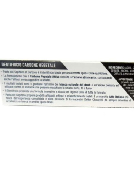 pasta del capitano dentifricio 100ml - carbone - sbiancante naturale: tuttocasashop.live: igiene e cura della persona