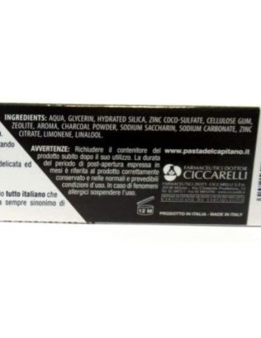 pasta del capitano dentifricio 100ml - carbone - sbiancante naturale: tuttocasashop.live: igiene e cura della persona