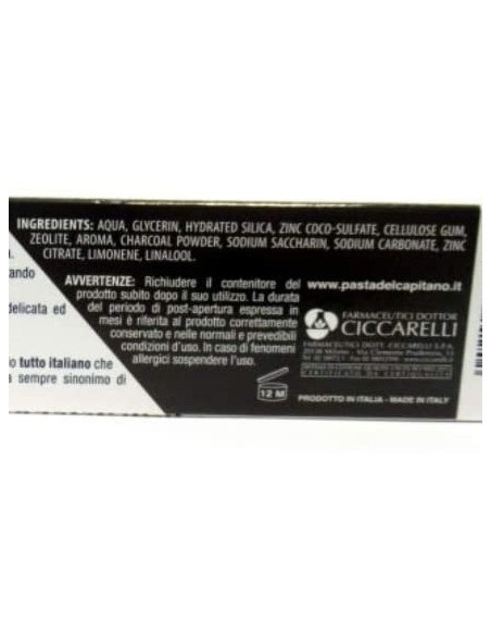 pasta del capitano dentifricio 100ml - carbone - sbiancante naturale: tuttocasashop.live: igiene e cura della persona