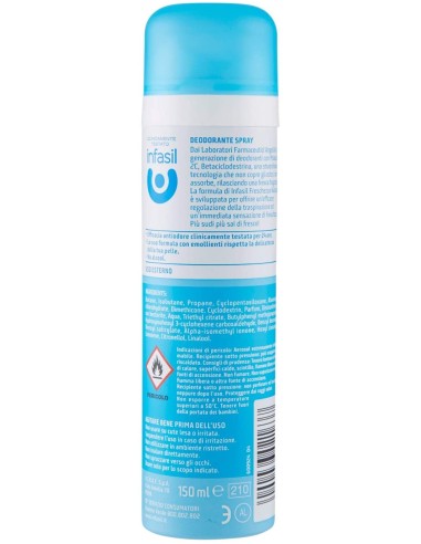 infasil deodorante spray - 150ml - freschezza naturale no alcool 24h 2c: tuttocasashop.live: igiene e cura della persona