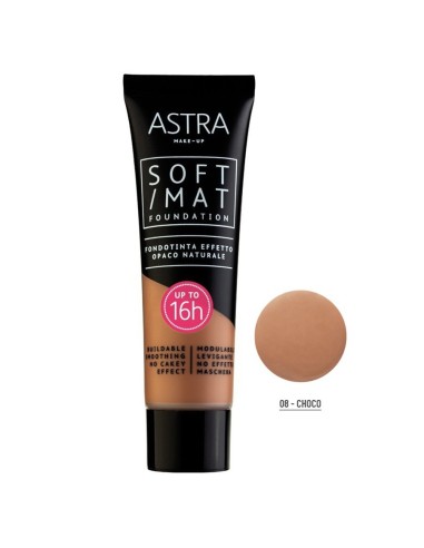 astra soft/mat fondotinta effetto opaco naturale - 16h+ - 08 - choco: tuttocasashop.live: igiene e cura della persona