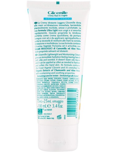 glicemille crema mani - tubo da 100ml - idratante con bio camomilla e aloe: tuttocasashop.live: igiene e cura della persona