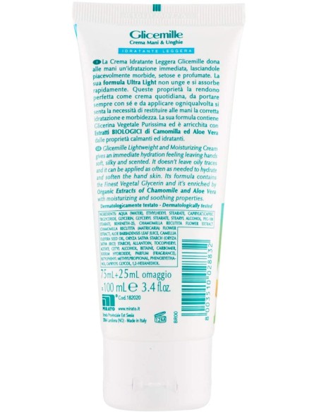 glicemille crema mani - tubo da 100ml - idratante con bio camomilla e aloe: tuttocasashop.live: igiene e cura della persona