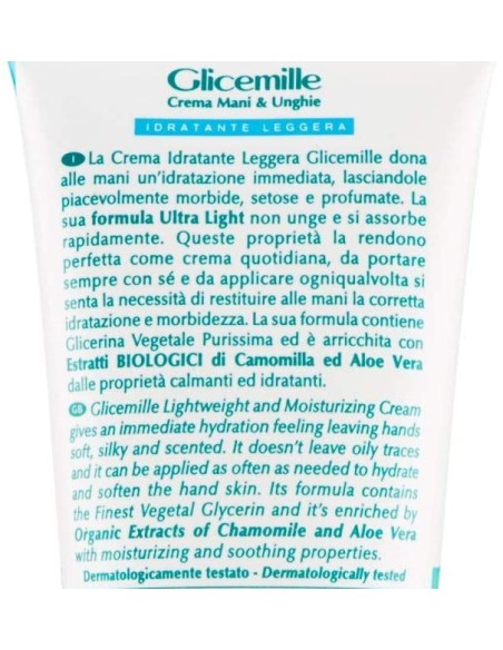 glicemille crema mani - tubo da 100ml - idratante con bio camomilla e aloe: tuttocasashop.live: igiene e cura della persona