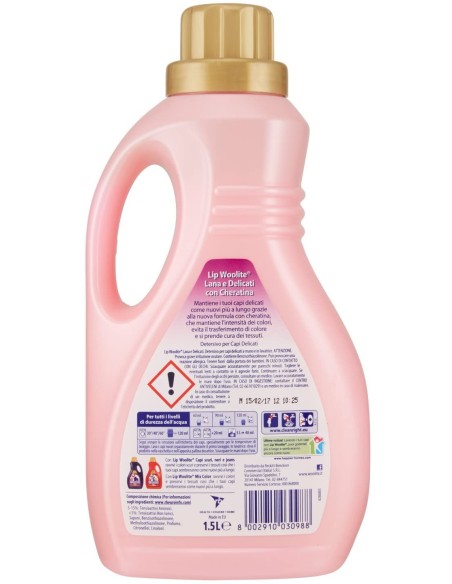 lip woolite detersivo lavatrice e a mano - 1500ml - rosa - lana e delicati: tuttocasashop.live: prodotti per bucato e tessuti