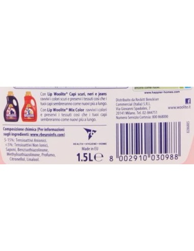 lip woolite detersivo lavatrice e a mano - 1500ml - rosa - lana e delicati: tuttocasashop.live: prodotti per bucato e tessuti