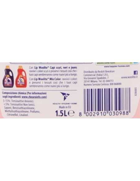 lip woolite detersivo lavatrice e a mano - 1500ml - rosa - lana e delicati: tuttocasashop.live: prodotti per bucato e tessuti