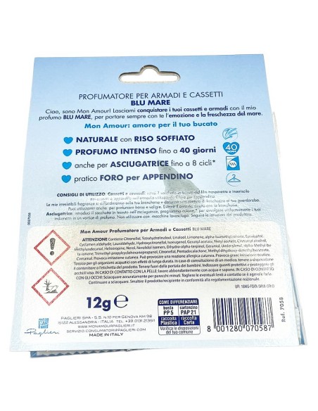 mon amour profumatore - 12 grammi - blu - per armadi cassetti asciugatrici: tuttocasashop.live: prodotti per bucato e tessuti