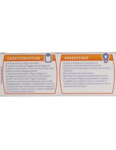 cuki carta forno 25 fogli 33x38cm - pretagliati per adattarsi alle teglie: tuttocasashop.live: carta & monouso