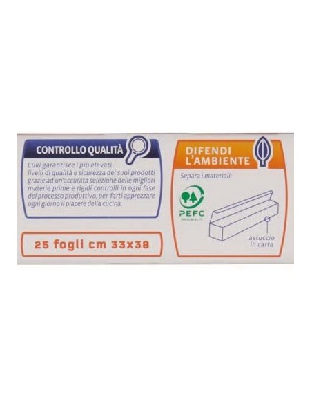 cuki carta forno 25 fogli 33x38cm - pretagliati per adattarsi alle teglie: tuttocasashop.live: carta & monouso