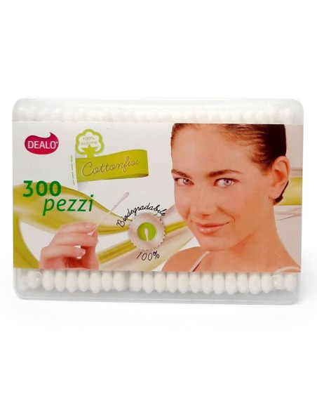 dealo cotonfiock 300 pezzi - bastoncini cotonati - biodegradabili: tuttocasashop.live: igiene e cura della persona