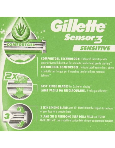 gillette sensor3 rasoi radi e getta trilama - 5 pezzi - sensitive: tuttocasashop.live: igiene e cura della persona