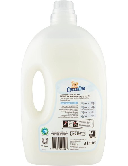 coccolino ammorbidente - 3 litri - 40 lavaggi - delicato e soffice: tuttocasashop.live: prodotti per bucato e tessuti