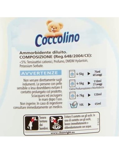 coccolino ammorbidente - 3 litri - 40 lavaggi - delicato e soffice: tuttocasashop.live: prodotti per bucato e tessuti