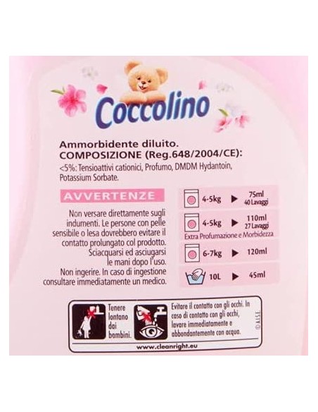 coccolino ammorbidente - 3 litri - 40 lavaggi - sensazione seta: tuttocasashop.live: prodotti per bucato e tessuti