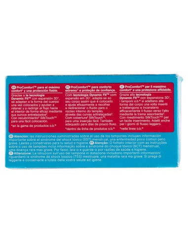 ob procomfort tamponi assorbenti interni con applicatore - 16 pezzi - mini: tuttocasashop.live: igiene e cura della persona