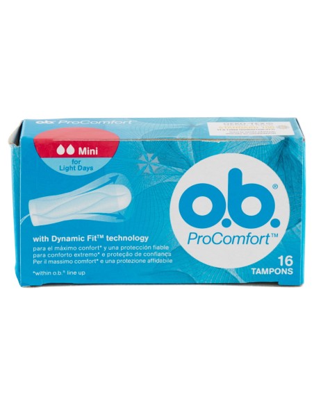ob procomfort tamponi assorbenti interni con applicatore - 16 pezzi - mini: tuttocasashop.live: igiene e cura della persona