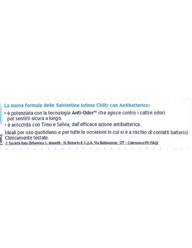 chilly salviettine intime imbevute 15pz - antibatteriche: tuttocasashop.live: igiene e cura della persona
