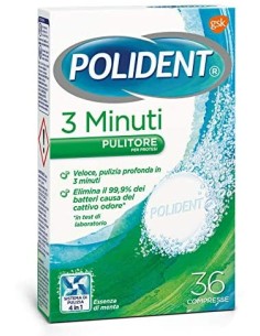 polident 36 compresse effervescenti - 3 minuti - pulizia dentiere e protesi: tuttocasashop.live: igiene e cura della persona