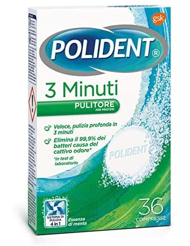 polident 36 compresse effervescenti - 3 minuti - pulizia dentiere e protesi: tuttocasashop.live: igiene e cura della persona