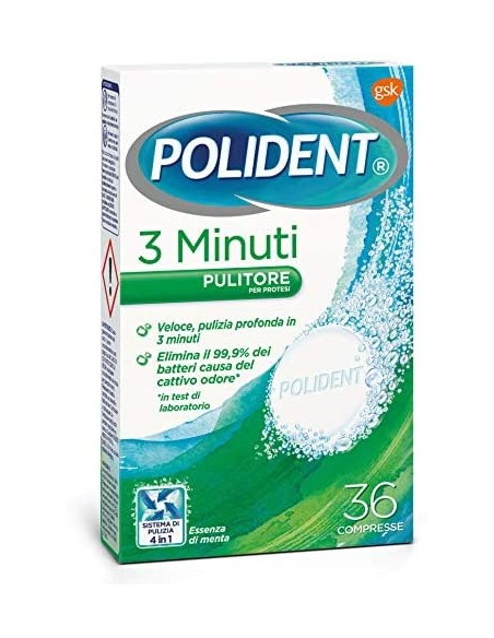 polident 36 compresse effervescenti - 3 minuti - pulizia dentiere e protesi: tuttocasashop.live: igiene e cura della persona