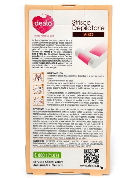 dealo strisce depilatorie pronte viso - 10 pezzi - con argan: tuttocasashop.live: igiene e cura della persona