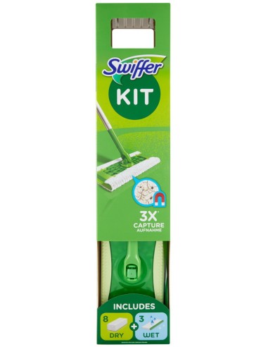 swiffer kit sistema completo - scopa + 8 panni catturapolvere + 3 umidific.: tuttocasashop.live: pulizia e cura della casa
