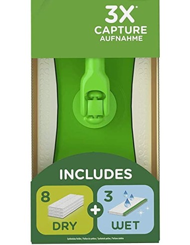 swiffer kit sistema completo - scopa + 8 panni catturapolvere + 3 umidific.: tuttocasashop.live: pulizia e cura della casa