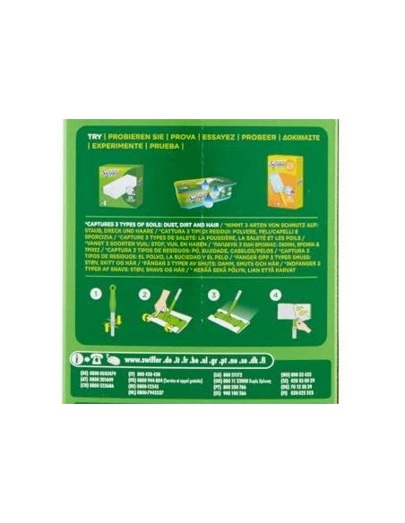 swiffer kit sistema completo - scopa + 8 panni catturapolvere + 3 umidific.: tuttocasashop.live: pulizia e cura della casa