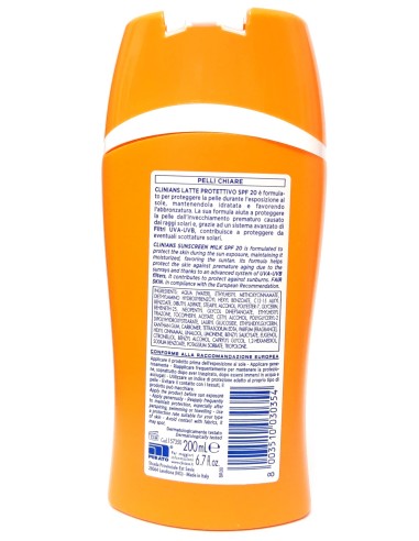 clinians anti age latte protettivo solare - 200ml - spf 20 protezione media: tuttocasashop.live: igiene e cura della persona