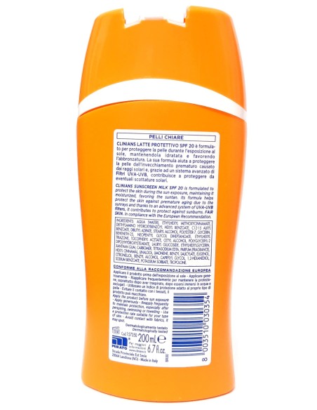 clinians anti age latte protettivo solare - 200ml - spf 20 protezione media: tuttocasashop.live: igiene e cura della persona