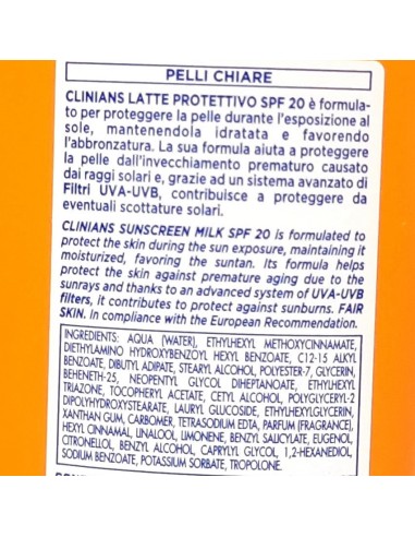 clinians anti age latte protettivo solare - 200ml - spf 20 protezione media: tuttocasashop.live: igiene e cura della persona