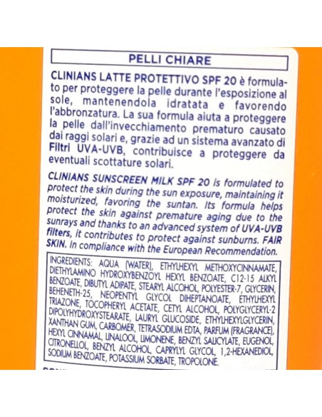 clinians anti age latte protettivo solare - 200ml - spf 20 protezione media: tuttocasashop.live: igiene e cura della persona