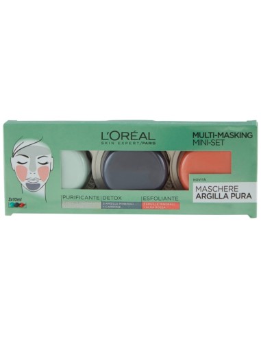 l'oreal skin expert multi-masking maschere viso argilla pura - mini set tris: tuttocasashop.live: igiene e cura della persona