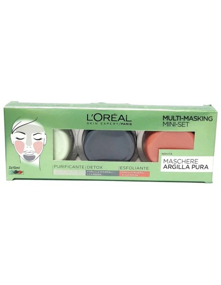 l'oreal skin expert multi-masking maschere viso argilla pura - mini set tris: tuttocasashop.live: igiene e cura della persona