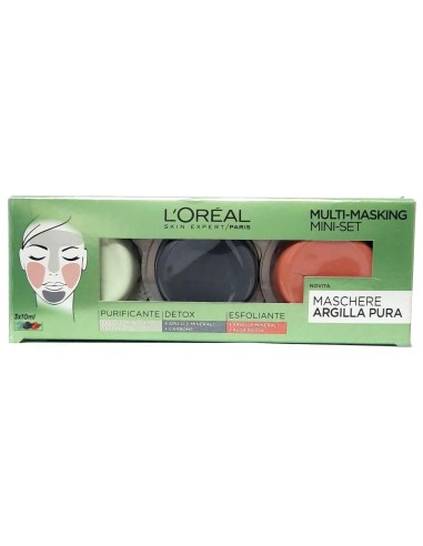 l'oreal skin expert multi-masking maschere viso argilla pura - mini set tris: tuttocasashop.live: igiene e cura della persona