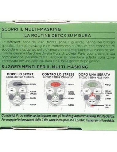 l'oreal skin expert multi-masking maschere viso argilla pura - mini set tris: tuttocasashop.live: igiene e cura della persona