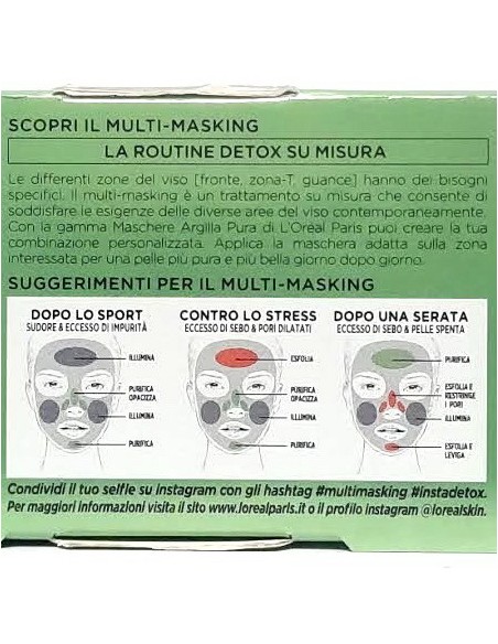 l'oreal skin expert multi-masking maschere viso argilla pura - mini set tris: tuttocasashop.live: igiene e cura della persona