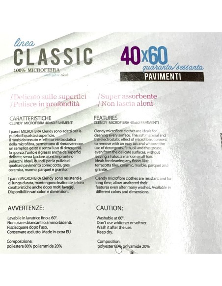 clendy panno microfibra pavimenti - 40x60 cm - vari colori: tuttocasashop.live: pulizia e cura della casa
