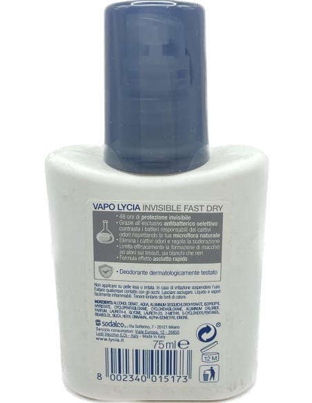 lycia deodorante vapo no-gas 75ml - invisible dry - non macchia: tuttocasashop.live: igiene e cura della persona