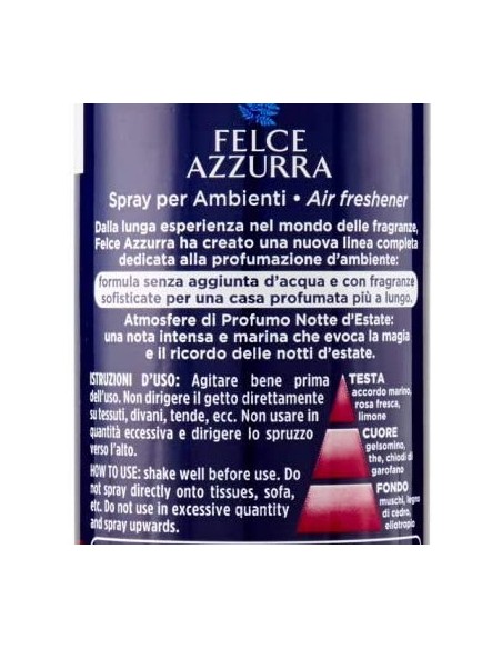 felce azzurra aria di casa deodorante - spray 250ml - notte d'estate: tuttocasashop.live: pulizia e cura della casa
