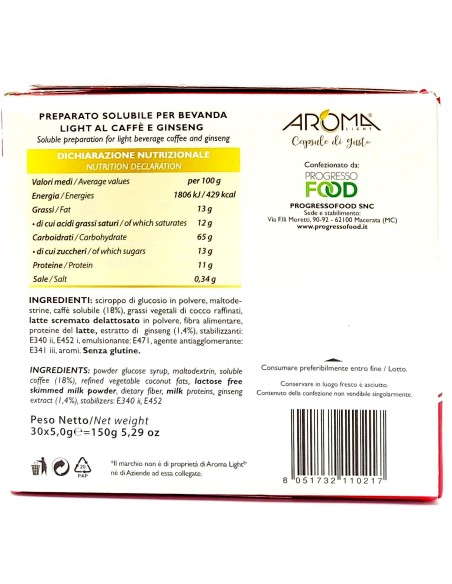 aroma light 30 capsule di gusto ginseng light senza lattosio - per nespresso: tuttocasashop.live: altro - bazar